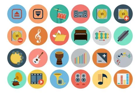 Multimedia Flat Icons Pack Illustrazione stock