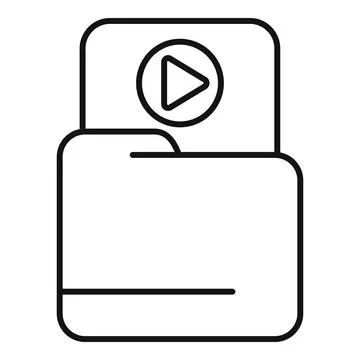 Multimedia folder storing video playback content icon Illustrazione stock