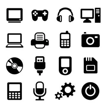 Multimedia gadget icons set 库存插图