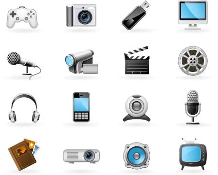 Multimedia icon set Stock Illustration