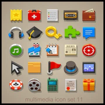 Multimedia icon set Illustrazione stock