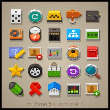 Multimedia icon set Stock Illustration