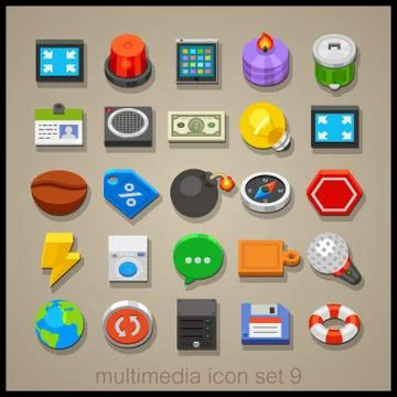 Multimedia icon set Illustrazione stock
