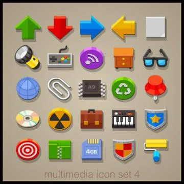 Multimedia icon set Stock Illustration