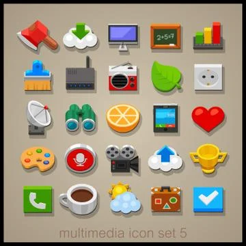 Multimedia icon set Stock Illustration