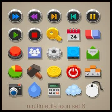 Multimedia icon set Illustrazione stock