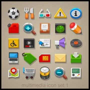Multimedia icon set Stock Illustration