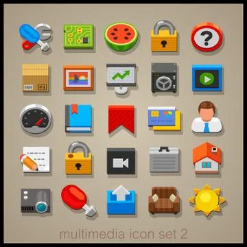 Multimedia icon set Stock Illustration