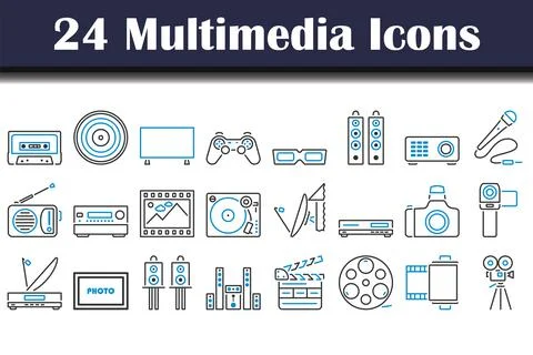 Multimedia Icon Set Stock Illustration