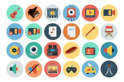 Multimedia Icons Collection Stock Illustration