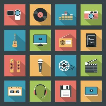 Multimedia icons set Stock Illustration