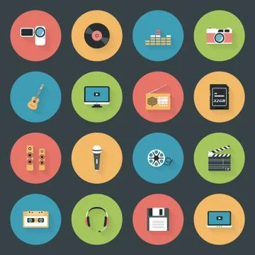 Multimedia icons set Stock Illustration