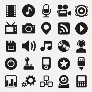 Multimedia icons set Stock Illustration