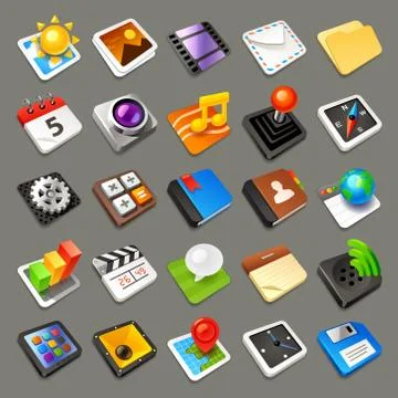 Multimedia icons set Stock Illustration