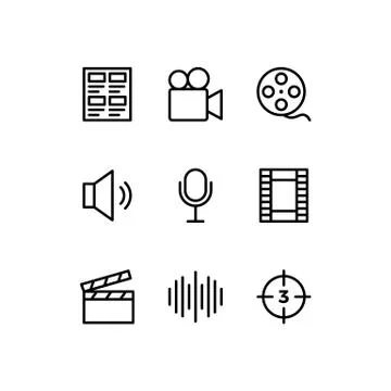 Multimedia icons set. vector line illustration. Stock Illustration