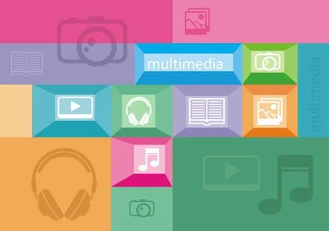 Multimedia icons of user interface elements Stock Illustration