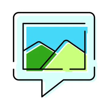 Multimedia image content message bubble communication Stock Illustration