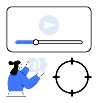 Multimedia Integration, Data Assembly and Targeting Accuracy Concept for Illustrazione stock