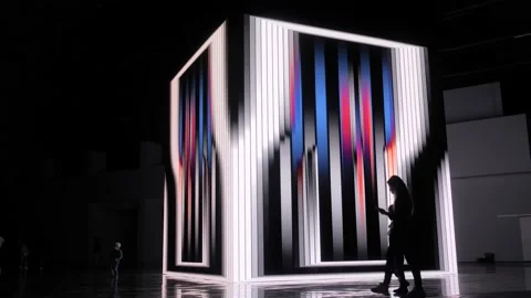 Multimedia large cube showing rotating h... | Stock Video | Pond5
