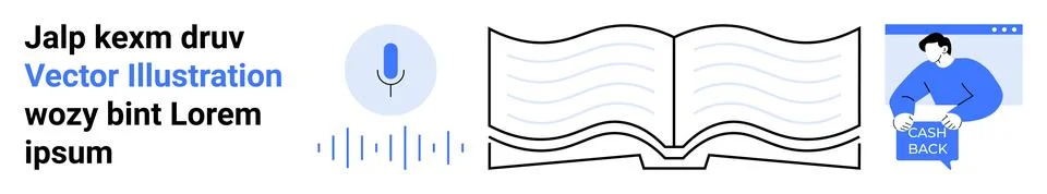 Multimedia Learning Tools Voice, Open Book and Live Video Elements Stock Illustration