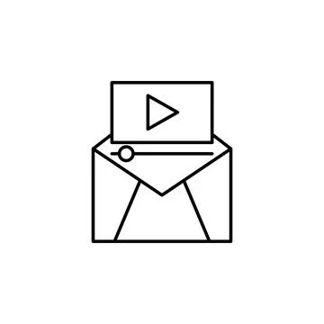 Multimedia on mail icon. Element of video products outline icon for mobile 库存插图