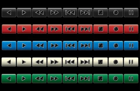 Multimedia navigation buttons. Stock Illustration