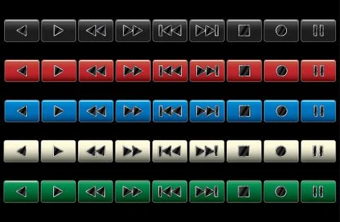 Multimedia navigation buttons. Stock Illustration