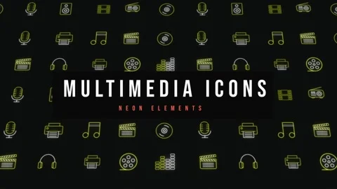 Multimedia Neon Icons Stock After Effects