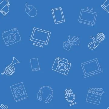 Multimedia object pattern seamless Stock Illustration