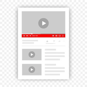 Multimedia player application template. Popular video player elements for app イラスト素材