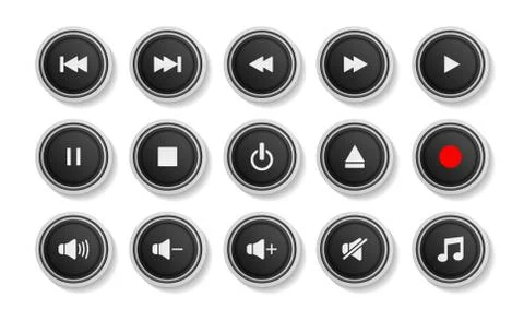 Multimedia Player Icons Set Stock Illustration
