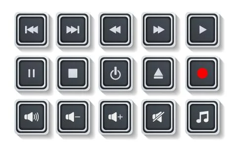 Multimedia Player Icons Set Stock Illustration