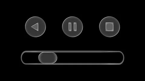 Multimedia Player Interface Elements with Frosted Glass Effect Stock Illustration