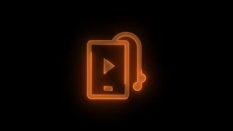 Multimedia pmp stroke icon glowing neon animation Stock Footage 289449380