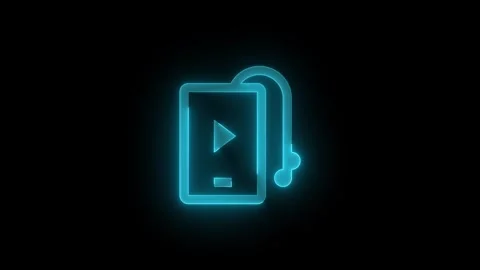 Multimedia pmp stroke icon glowing neon animation Stock Footage 289449384