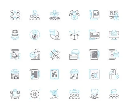 Multimedia production linear icons set. Animation, Editing, Filming, Recording Stock Illustration