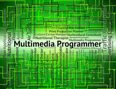 Multimedia Programmer Represents Occupations Programmers And Hir Stock-Illustration