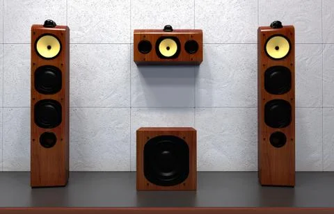 Multimedia speakers on stage Stock Illustration