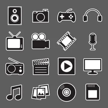Multimedia sticker icon Stock Illustration