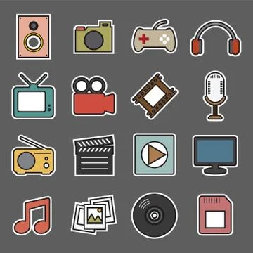 Multimedia sticker icon Stock Illustration