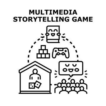 Multimedia storytelling game concept developing interactive narratives 스톡 일러스트