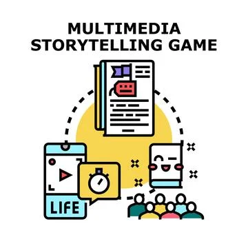 Multimedia storytelling game developing interactive experiences Ilustración de archivo