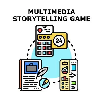 Multimedia storytelling game interactive digital experience 스톡 일러스트