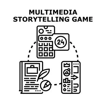 Multimedia storytelling game interactive digital experience 스톡 일러스트