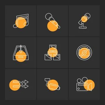 Multimedia , user interface , camera , technology , eps icons set vector Stock Illustration