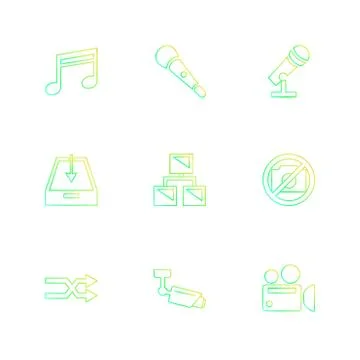 Multimedia , user interface , camera , technology , eps icons set vector Stock Illustration