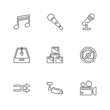 Multimedia , user interface , camera , technology , eps icons set vector イラスト素材