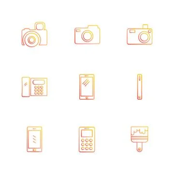 Multimedia , user interface , camera , technology , eps icons set vector 스톡 일러스트