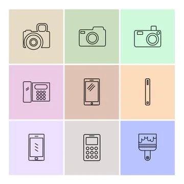 Multimedia , user interface , camera , technology , eps icons set vector 스톡 일러스트
