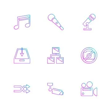 Multimedia , user interface , camera , technology , eps icons set vector 스톡 일러스트